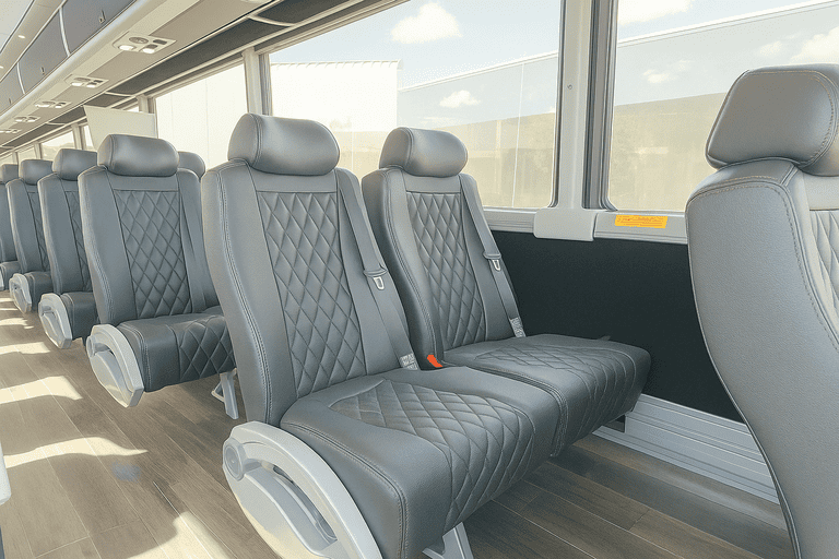 interior of Jonesboro Shuttle Bus Rentals charter bus